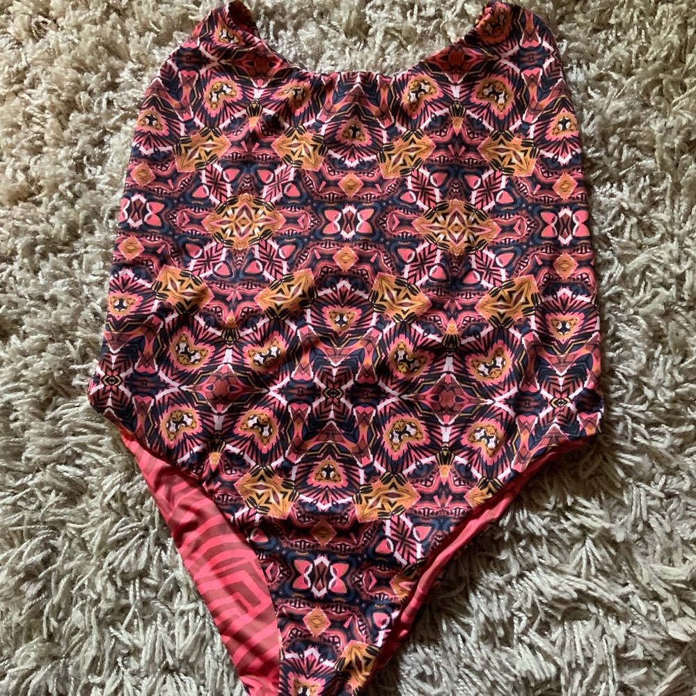 Reversible size large spaghetti strap halter bathing suit